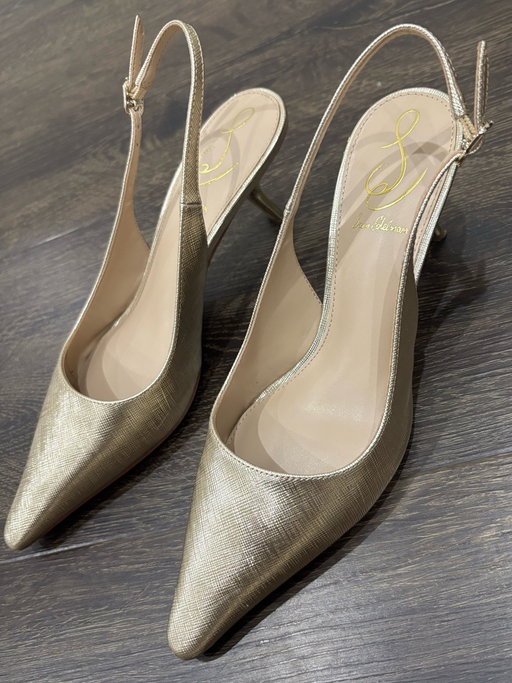 Sam Edelman Gold Leaf Faux Leather Bianka Slingback Pump - Picture 7 of 7